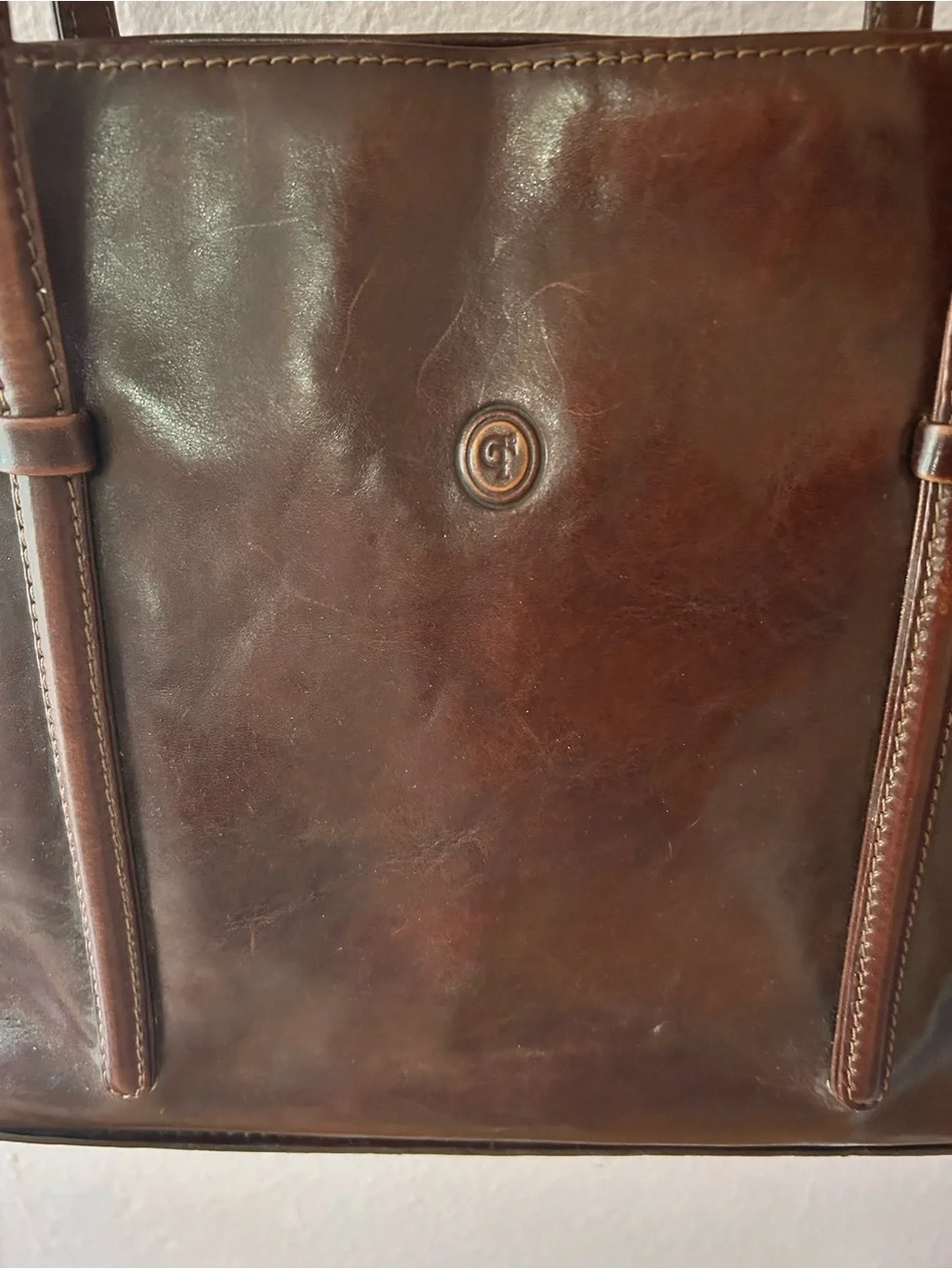 VTG 90s Chiaroscuro Italian Leather East West Briefcase Shoulder Bag